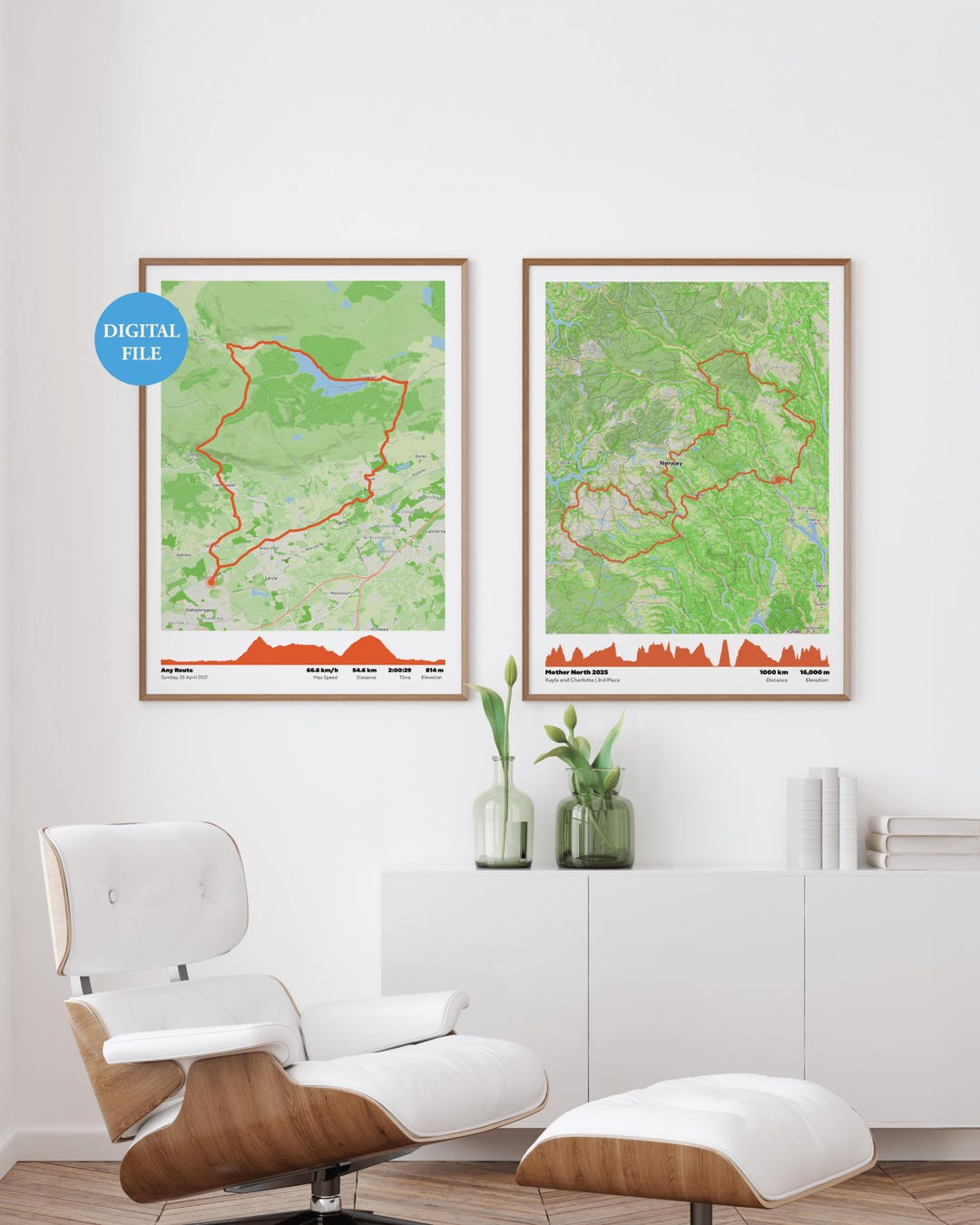 Personalised Route Map Printable Art | Custom Run, Ride, Hike Map ...