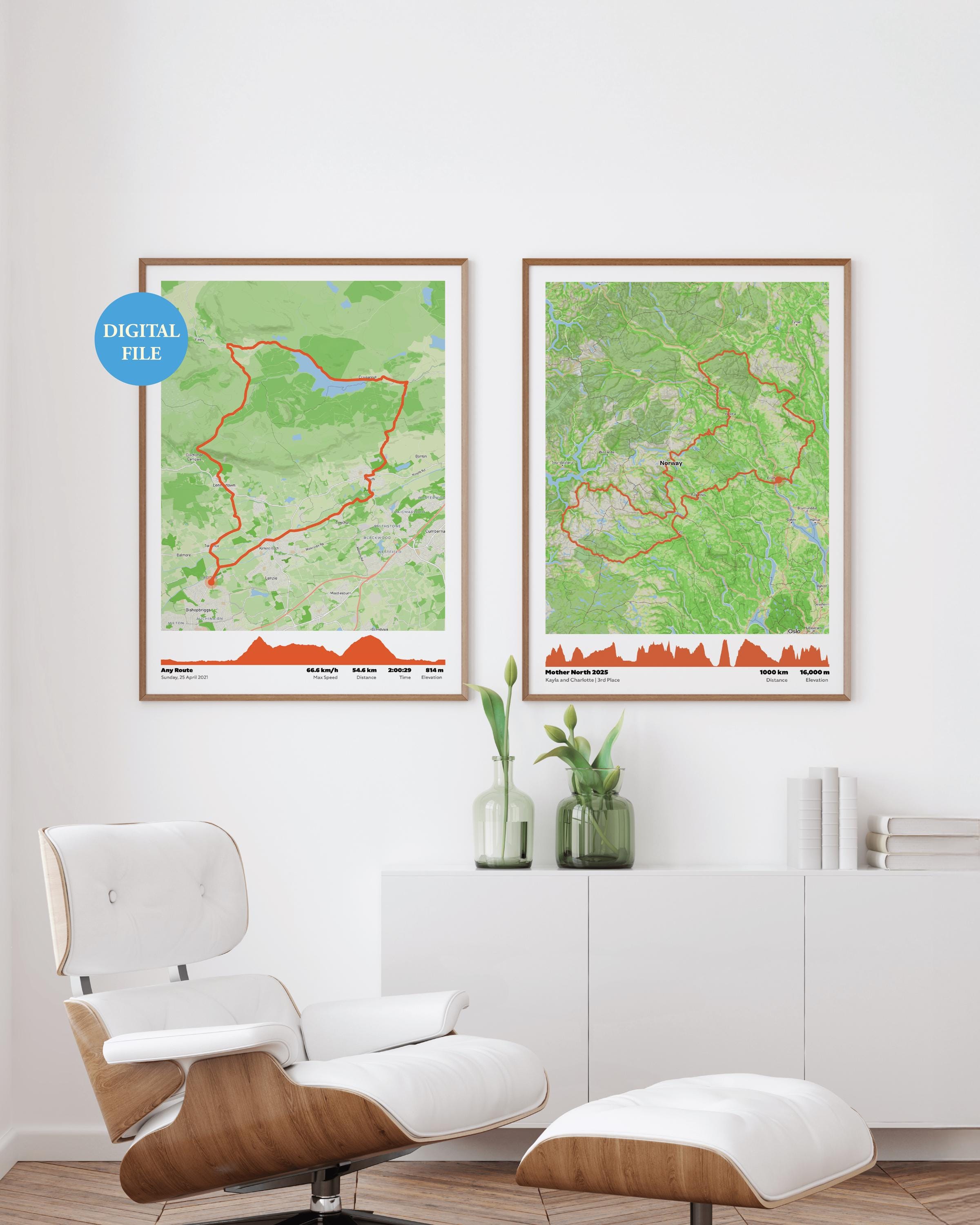Personalised Route Map Printable Art | Custom Run, Ride, Hike Map ...