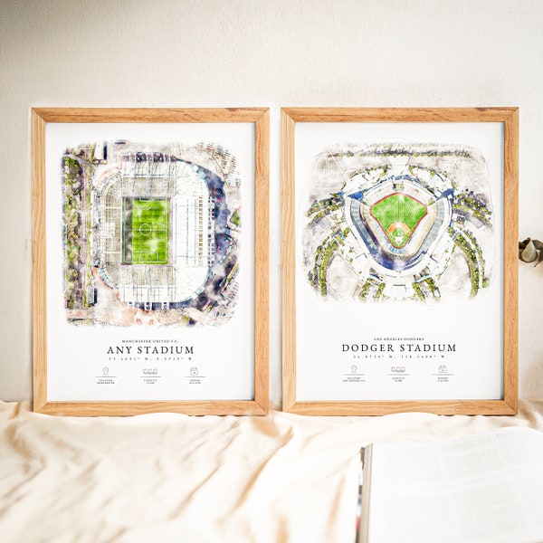 Any Stadium or Club Custom Watercolour Illustration - Perfect gift for sports fans - Football Stadium Print - Baseball Stadium print
