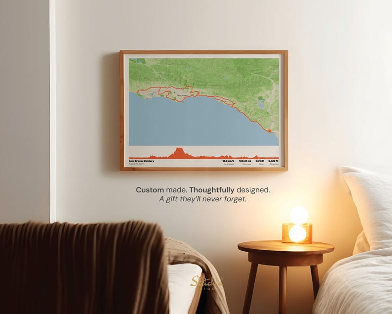 Personalised Route Map Printable Art | Custom Run, Ride, Hike Map ...