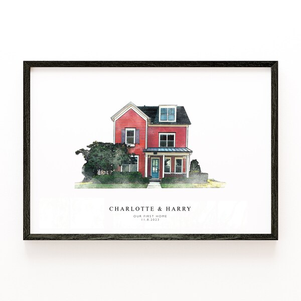 Custom & Personalised House Illustration - Digital Watercolour Drawing - New Home Gift