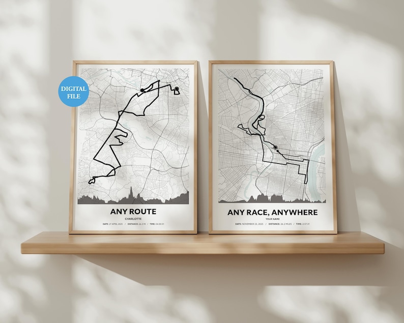 Personalised Route Map Printable Art | Minimal Custom Run, Ride, Hike ...