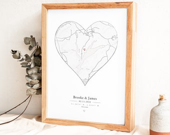 Where We.... Met, Married, Engaged Watercolour Print | Heart |  Perfect Gift for Couples | Wedding Print | Engagement Gift