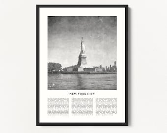 Statue of Liberty Print: NYC Skyline, History Artwork (Digital Download)