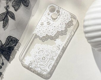 Coque de téléphone créative en TPU iPhone 14 13 12 11 dentelle élégante