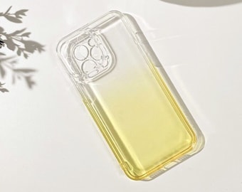 Coque de téléphone portable en TPU transparente iPhone 14 13 12 11 jaune dégradé