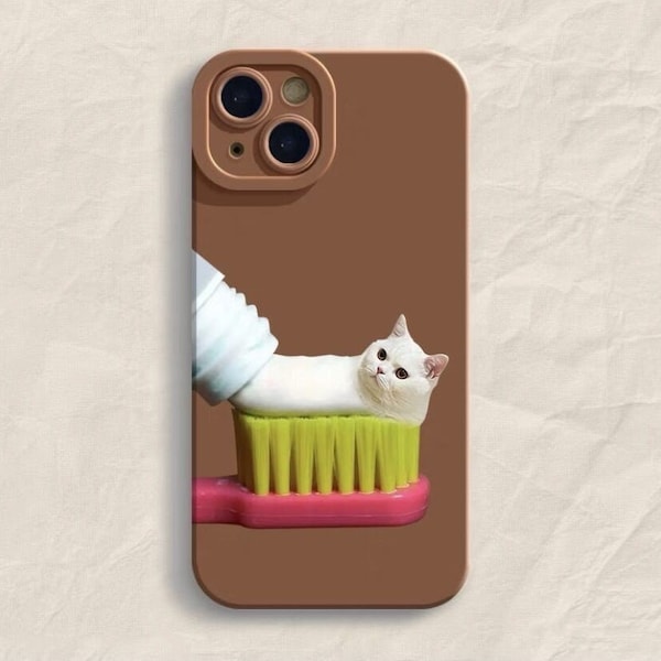 lustige Zahnpasta Katze Custom Universell Anti-Fall Handyhülle Kreatives iPhone 15 14 13 12 11 SE