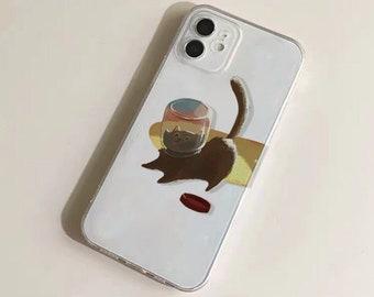 Coque de Téléphone Universelle Personnalisée Creative iPhone 14 13 12 11 SE Personnalisé Chaton dans un Bocal