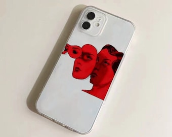 Custom Universal Phone Case Creative iPhone 14 13 12 11 Personalized Red Human Face