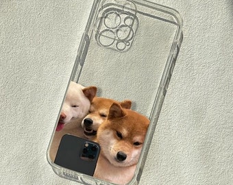 Custom Universal Phone Case Creative iPhone 15 14 13 12 11 SE Personalized Shiba Inu Takes Photos