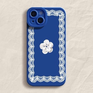 Spitze und Blüten iPhone 15 14 13 12 11 Custom Universell Handyhülle personalisiertes Geschenk Retro französischer Stil C