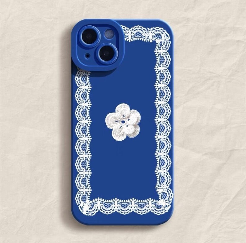 Spitze und Blüten iPhone 15 14 13 12 11 Custom Universell Handyhülle personalisiertes Geschenk Retro französischer Stil C