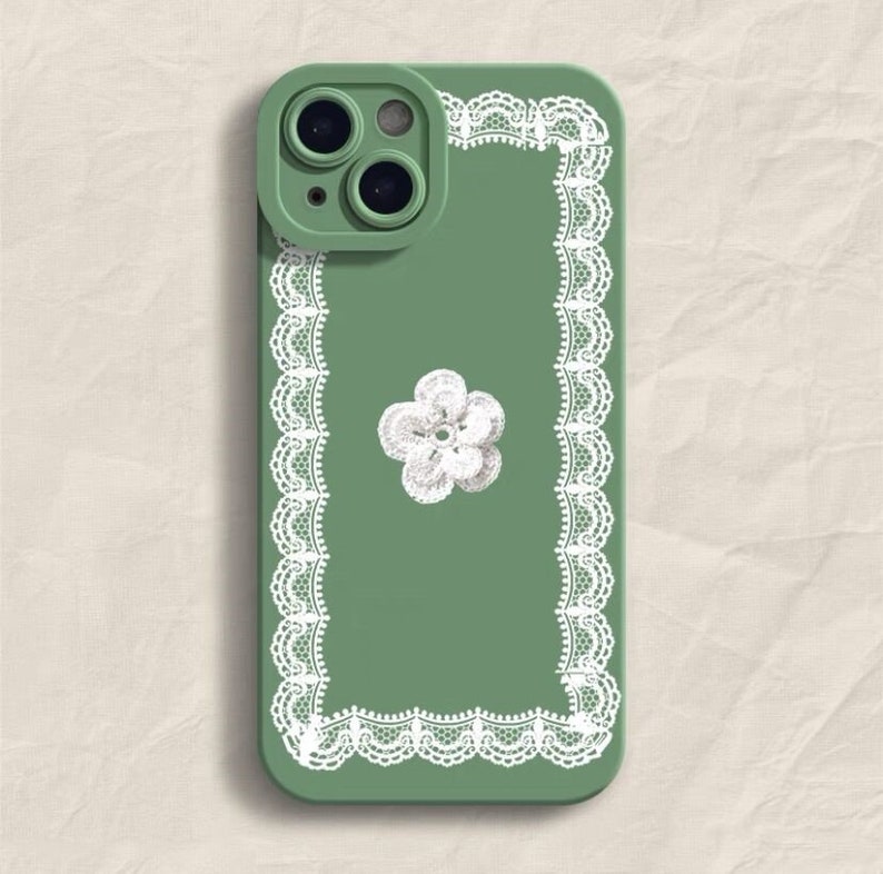 Spitze und Blüten iPhone 15 14 13 12 11 Custom Universell Handyhülle personalisiertes Geschenk Retro französischer Stil E