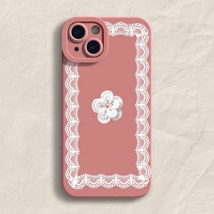 Spitze und Blüten iPhone 15 14 13 12 11 Custom Universell Handyhülle personalisiertes Geschenk Retro französischer Stil G