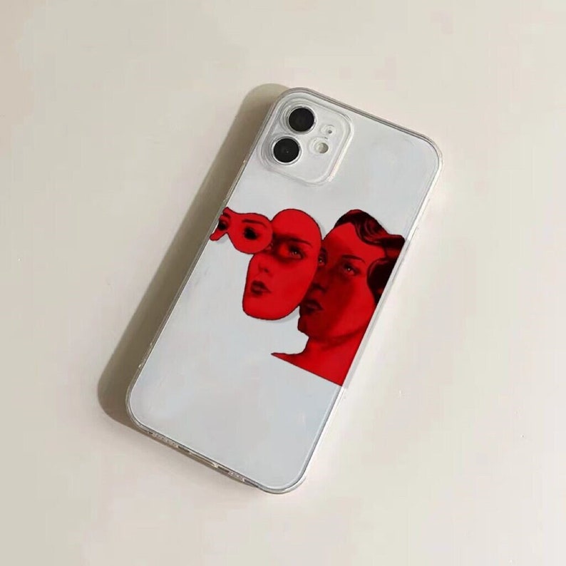 Custom Universal Phone Case Creative iPhone 14 13 12 11 Personalized Red Human Face image 1