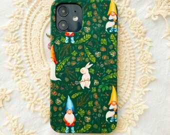 Étui de téléphone portable universel personnalisé lapin et elfe fait à la main pour iPhone 15 14 13 12 11, cadeau d'anniversaire créatif rétro