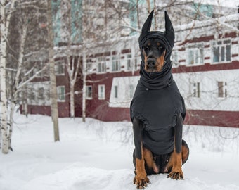 Pet Gift Dobermann Coat Pet Dog Winter jacket Fall Rainy Weather Jackets Vest Horsecloth with HAT - made to order and individually crafted