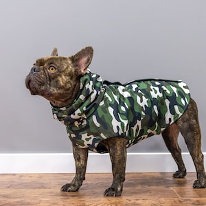 Camouflage Custom French Bulldog Waterproof Raincoats Dog Autumn Coat Frenchies Fall WaterResistant Coat Rainy Weather Jacket Vest with Hood