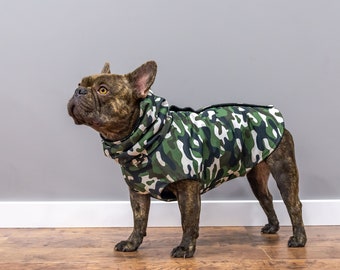 Camuflaje Custom French Bulldog Impermeable Impermeable Impermeable Perro  Abrigo de Otoño Frenchies Otoño Abrigo Resistente al AguaRevestido