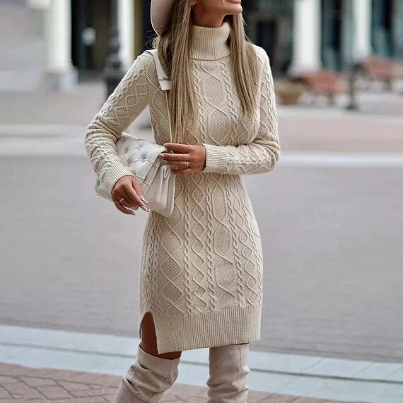 Women Sweater Dress Cable Knit Dress Winter Dress - Etsy
