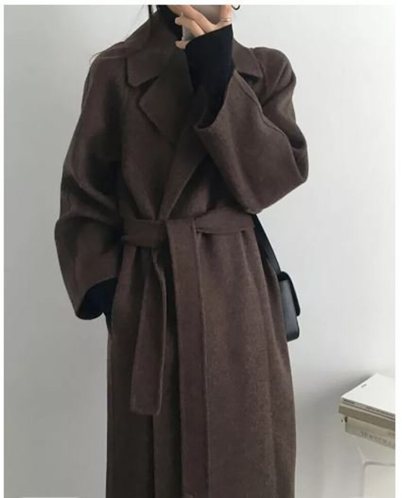 Women's Long Wool Coat With Belt Wool Overcoat Drop Etsy