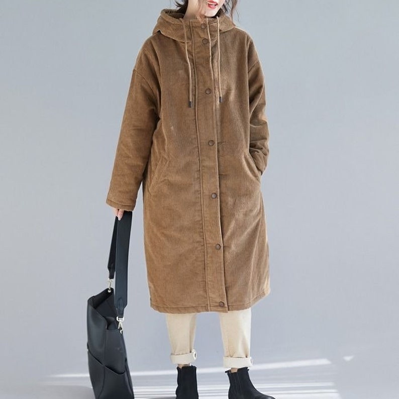 Vintage Corduroy Coat Women Brown Corduroy Jacket Loose Etsy