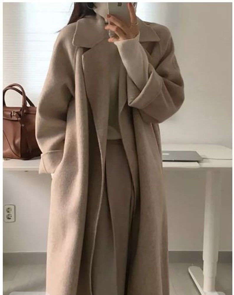 Women's Long Wool Coat With Belt Wool Overcoat Drop Etsy
