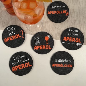 Aperol coasters Aperol sayings made of felt ideal for Aperol drinkers / for birthdays / girls' evening / Aperol gift