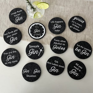 Gin coaster gin sayings made of felt ideal for gin lovers / for birthdays / girls' evening / gin gift / gifts for friends