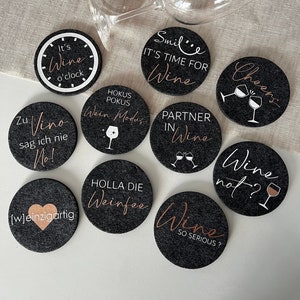 Coaster wine sayings made of felt ideal for wine lovers / for birthdays / girls' night / small gifts / wine gifts