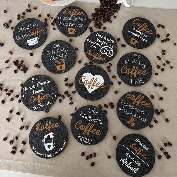 Kaffeeuntersetzer aus Filz ideal für Kaffeeliebhaber / Kaffee Geschenk / Kleine Geschenke / Mitbringsel / Kaffeepause / Kaffeezeit
