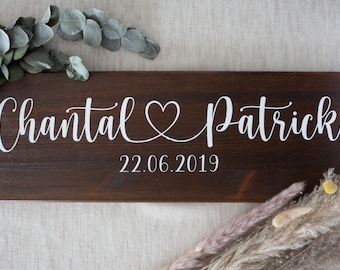 Holzschild personalisiert - Spruch / Name / Bild - als Geschenk für Jahrestag / Verlobung / Hochzeit / Geburtstag / Dekoration / Homedecor