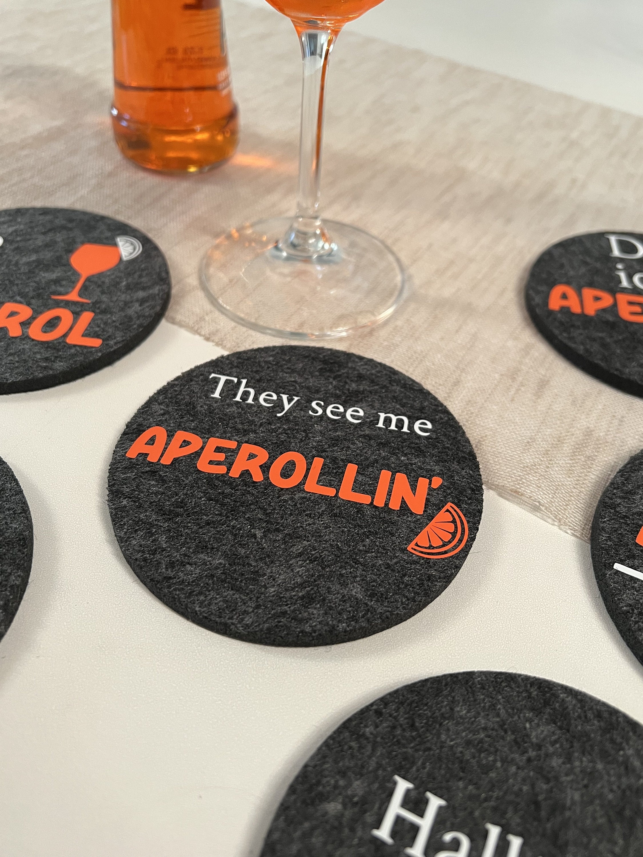 10 Stück Aperol Untersetzer Filz - Coaster Mit Aperol Design Für Getränke