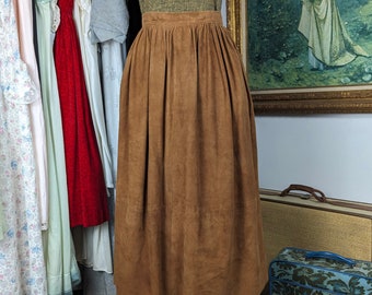 Vintage Suede Skirt from the 1980s, Gathered Western Skirt, Anne Klein, Size Medium