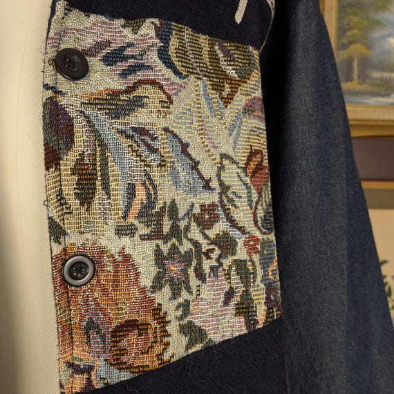 Vintage Patchwork Wool and Denim Jacket from the … - image 4