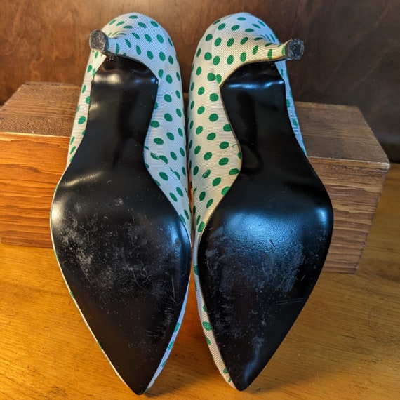 Vintage 1960s Green Polkadot Stilettos - image 3