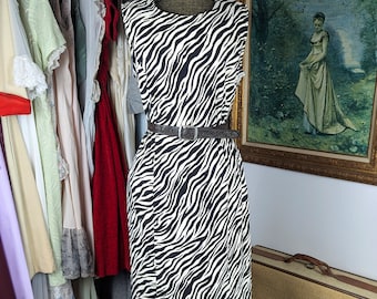 Vintage Zebra Print Dress from the 1990s by Sag Harbor, Sleeveless, Size Large