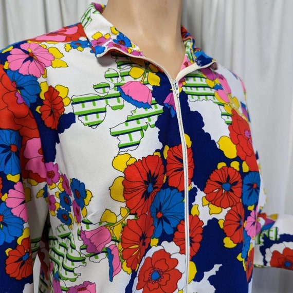 Vintage Floral Pullover from the 1970s, Size Large - image 2