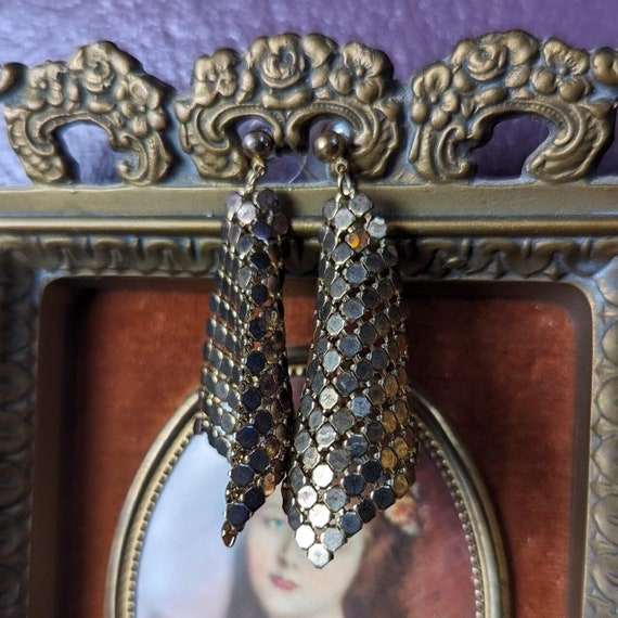 Vintage 90s Chain Mail Earrings - image 1