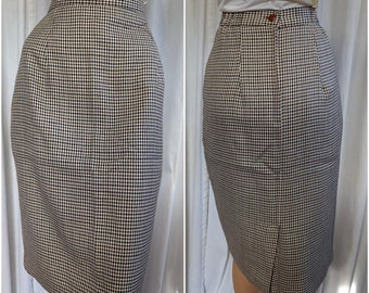 Vintage Houndstooth Skirt from the 1980s by Modiano, Midi, Size Medium