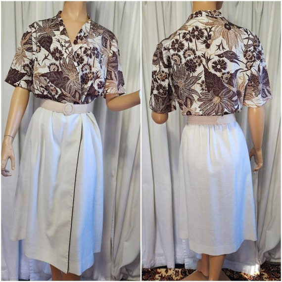 Vintage Leslie Fay Dress from the 1970s Brown and… - image 1