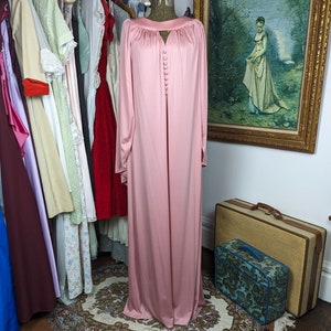 Vintage Evening Gown with Cape from the 1970s, Size Large, Dusty Pink
