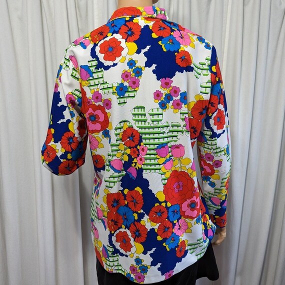 Vintage Floral Pullover from the 1970s, Size Large - image 3