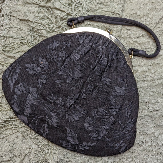 Vintage Purse Black Tapestry Handbag from the 195… - image 2