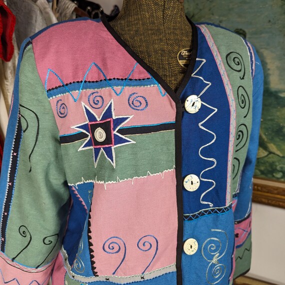 Vintage Patchwork Jacket from the 1990s, Eclectic… - image 2