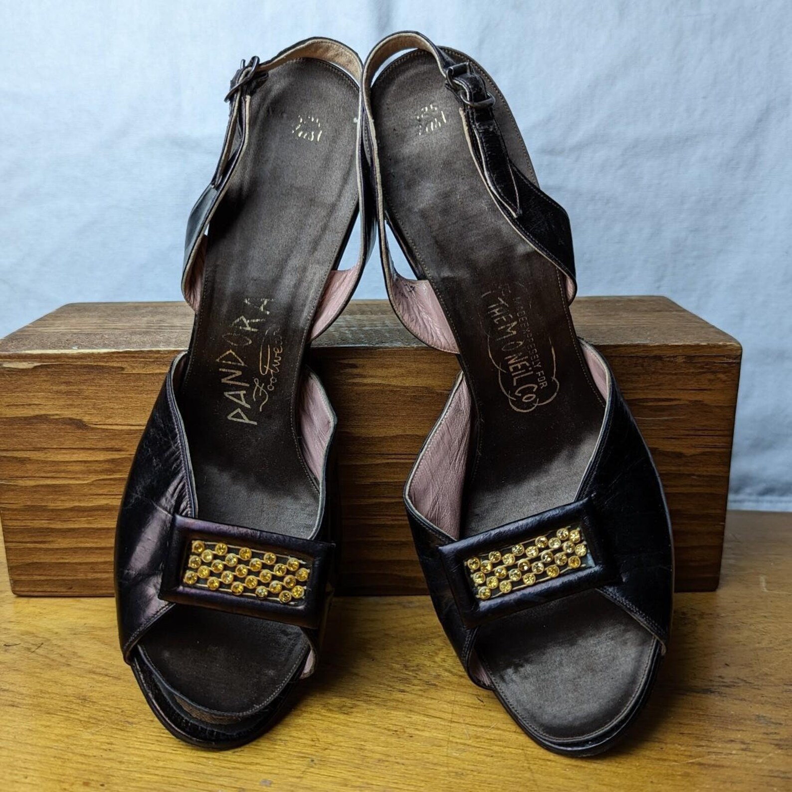 1950s Black Slingback High Heels