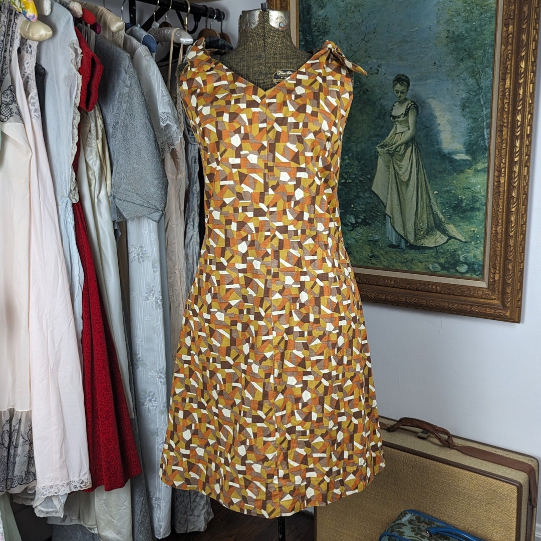 Vintage Printed Midi Dress