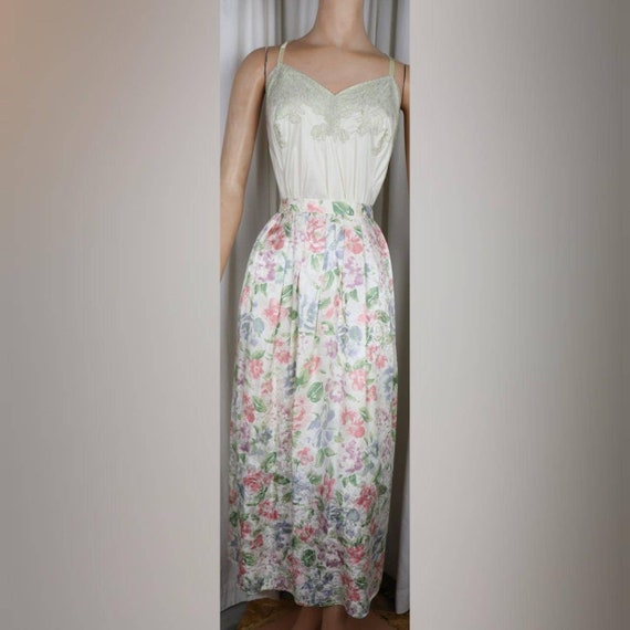 Vintage Silk Floral Skirt from the 1990s Maxi Ski… - image 1