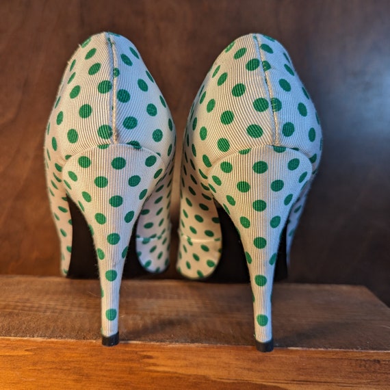 Vintage 1960s Green Polkadot Stilettos - image 2