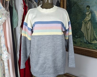 Vintage Striped Sweater from the 1990s by Bedford Fair, Size Large